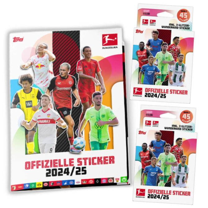 Topps Bundesliga Sticker 2025 - Fußball Sammelsticker - 1 Album + 2 Blister