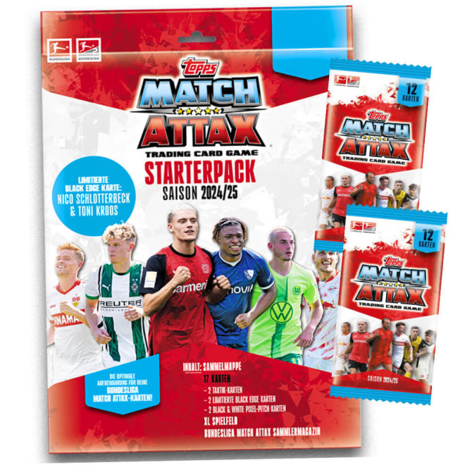 Topps Match Attax Bundesliga Karten - Saison 2025 - Sammelkarten - 1 Starter + 2 Booster