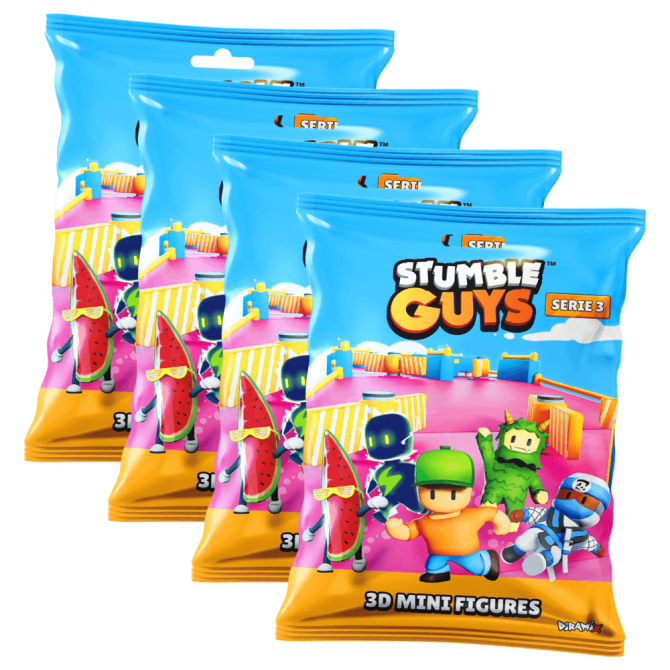 Stumble Guys 3D Sammelfiguren Serie 3 - Chrome Crystal Figur - 4 Tüten