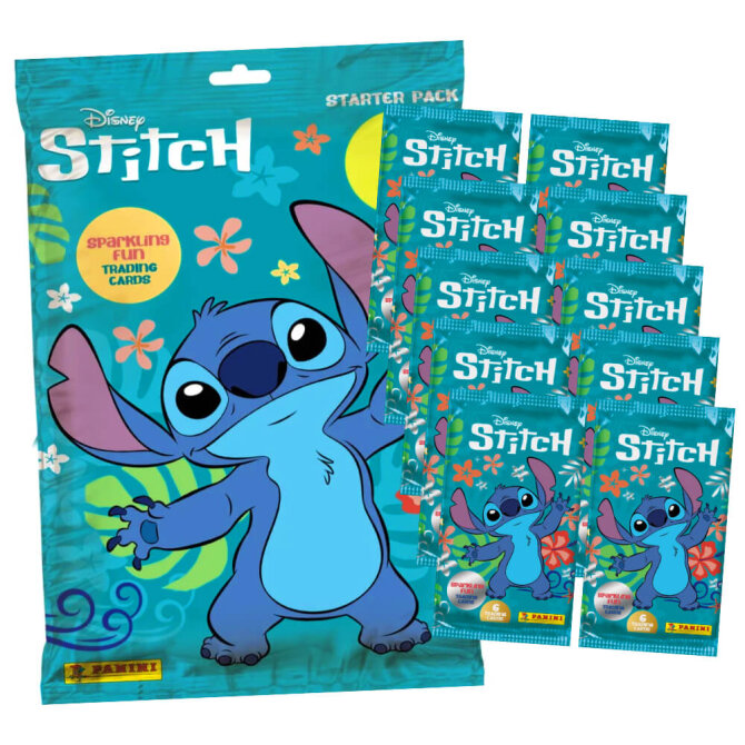 Stitch Karten - (2025) Stitch Trading Cards Sammelkarten - 1 Starter + 10 Booster
