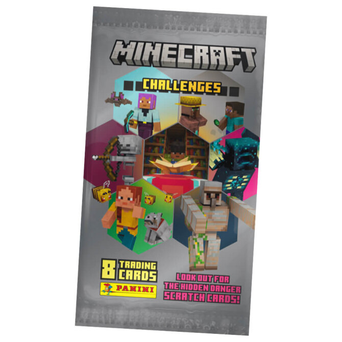 Panini Minecraft 4 Karten - Sammelkarten Challenges Trading Cards (2025) - 1 Booster