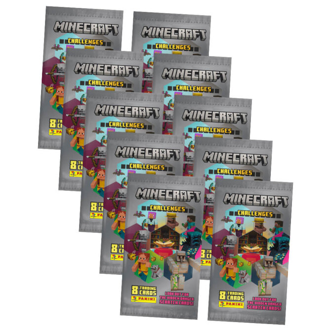 Panini Minecraft 4 Karten - Sammelkarten Challenges Trading Cards (2025) - 10 Booster