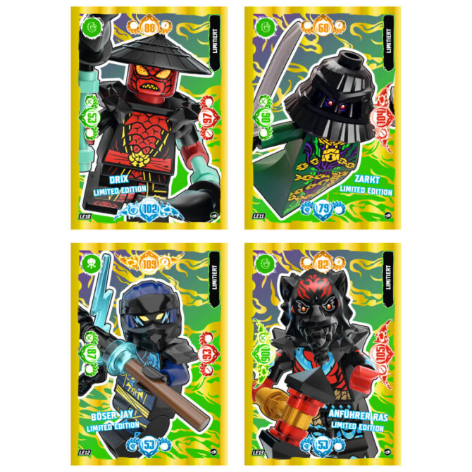 Lego Ninjago Karten Serie 10 - BLUTMOND Sammelkarten (2025) - LE10+LE11+LE12+LE13 Gold Karten