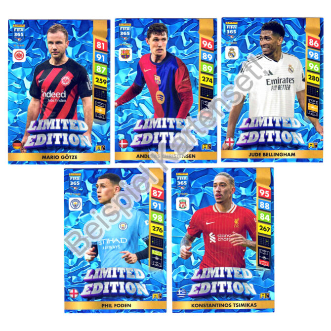 Panini Fifa 365 Karten 2025 - Limited Edition Sammelkarten Set aus 5