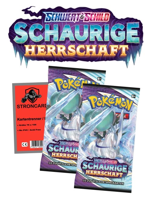 Pokemon Karten Schwert und Schild Schaurige Herrschaft Sammelkarten - 2 Booster + Stroncard