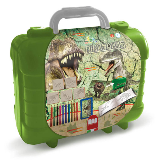 Dinosaurier Travel Set Koffer - Malset - Stempelset - Mit Malbuch