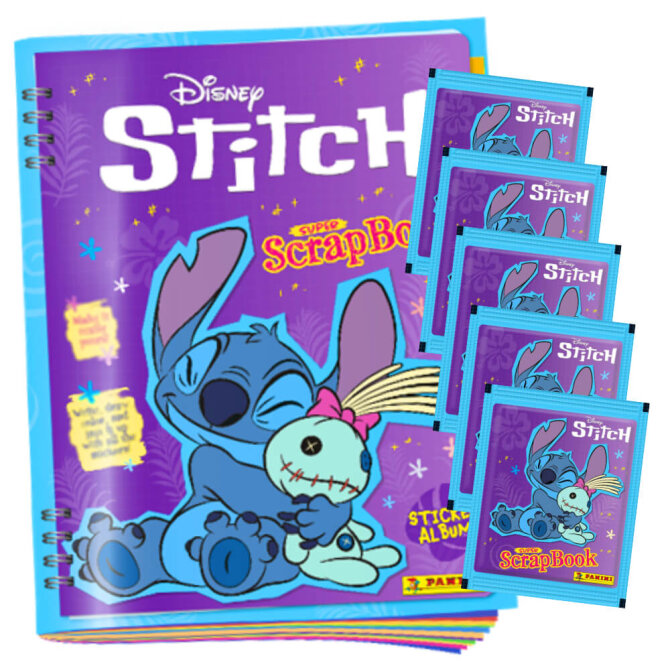 Panini Stitch Sticker - Super ScrapBook Sammelsticker - 1 Album + 5 Tüten