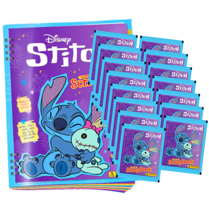 Panini Stitch Sticker - Super ScrapBook Sammelsticker - 1 Album + 15 Tüten