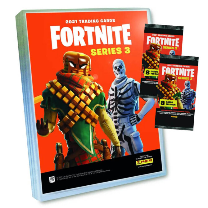Panini Fortnite Karten Serie 3 (2022) - Fortnite Trading Cards Sammelkarten - 1 Sammelmappe + 2 Booster