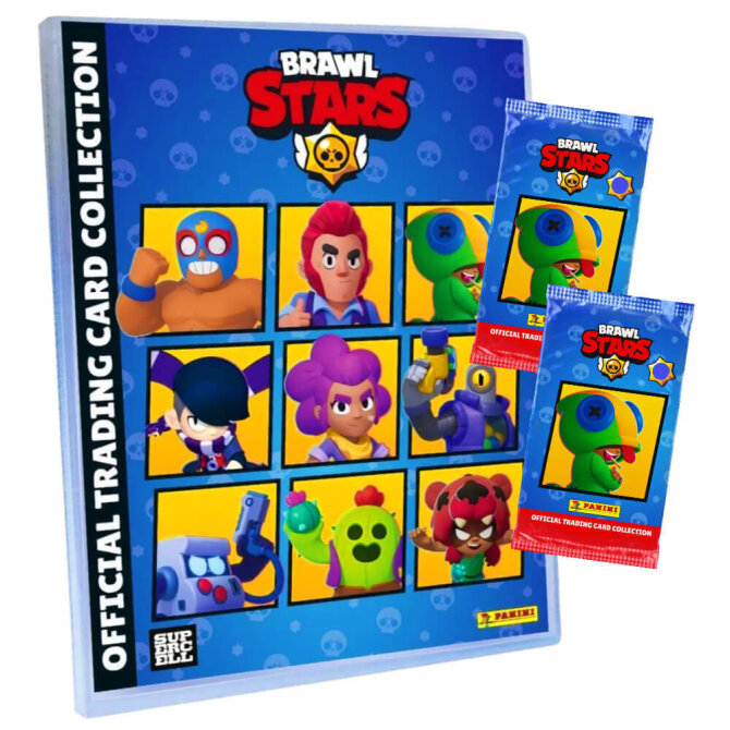 Panini Brawl Stars Karten - Sammelkarten Trading Cards - 1 Mappe + 2 Booster