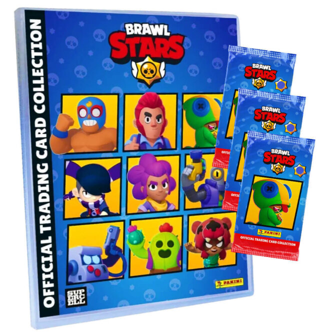 Panini Brawl Stars Karten - Sammelkarten Trading Cards - 1 Mappe + 3 Booster