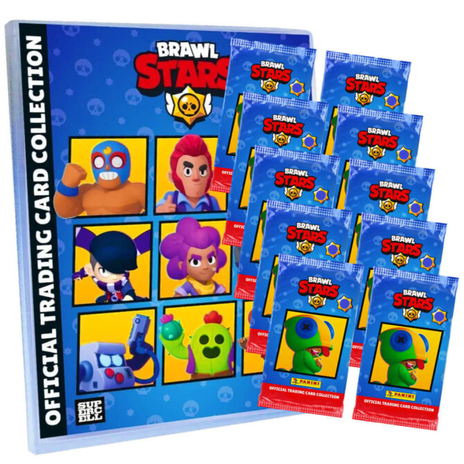 Panini Brawl Stars Karten - Sammelkarten Trading Cards - 1 Mappe + 10 Booster
