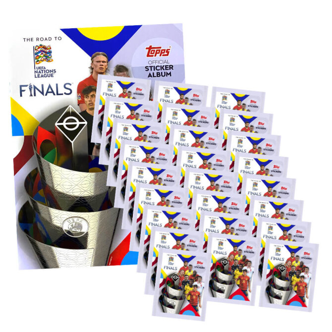 Topps Road to UEFA Nations League Finals Sticker 2022 - 1 Album + 25 Tüten Sammelsticker