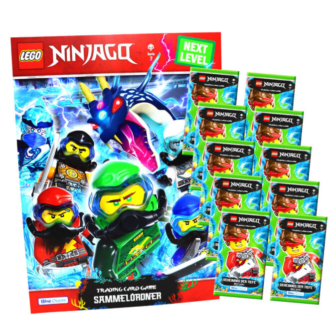 Lego Ninjago Karten Trading Cards Serie 7 - Geheimnis der Tiefe Next Level (2022) - 1 Sammelmappe + 10 Booster