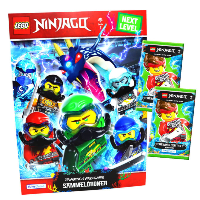 Lego Ninjago Karten Trading Cards Serie 7 - Geheimnis der Tiefe Next Level (2022) - 1 Sammelmappe + 2 Booster