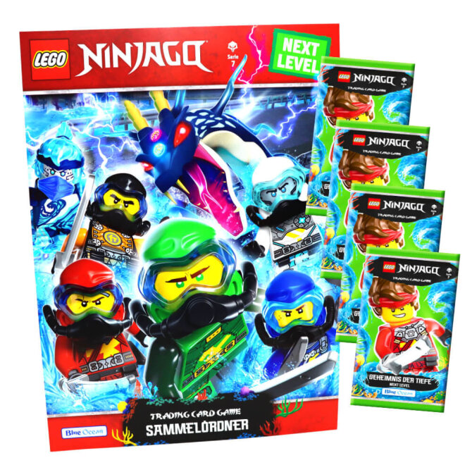 Lego Ninjago Karten Trading Cards Serie 7 - Geheimnis der Tiefe Next Level (2022) - 1 Sammelmappe + 4 Booster