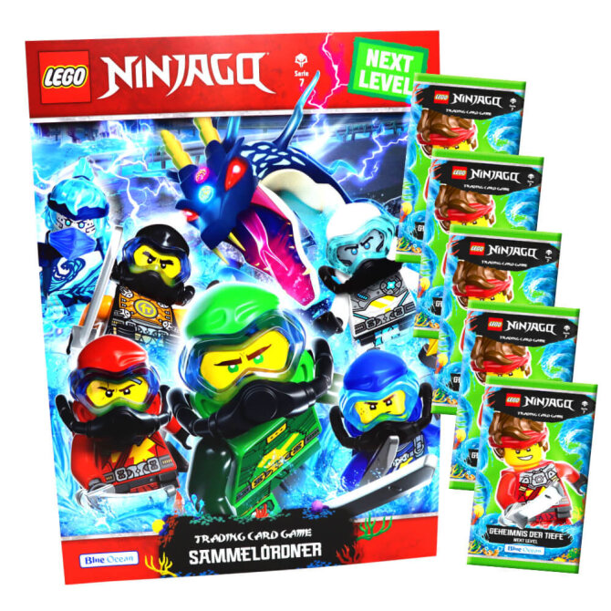 Lego Ninjago Karten Trading Cards Serie 7 - Geheimnis der Tiefe Next Level (2022) - 1 Sammelmappe + 5 Booster