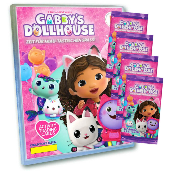 Gabby’s Dollhouse Karten - Trading Cards Sammelkarten - 1 Mappe + 4 Booster