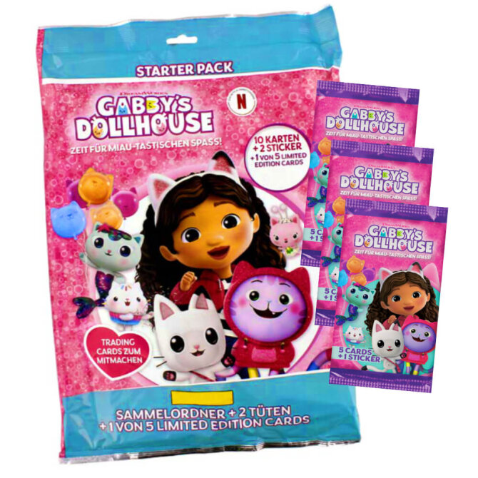 Gabby’s Dollhouse Karten - Trading Cards Sammelkarten - 1 Starter + 3 Booster