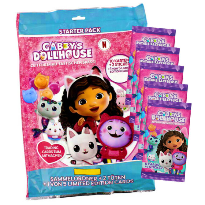 Gabby’s Dollhouse Karten - Trading Cards Sammelkarten - 1 Starter + 5 Booster