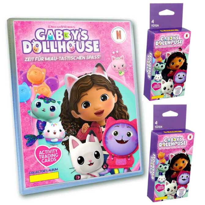 Gabby’s Dollhouse Karten - Trading Cards Sammelkarten - 1 Mappe + 2 Blister