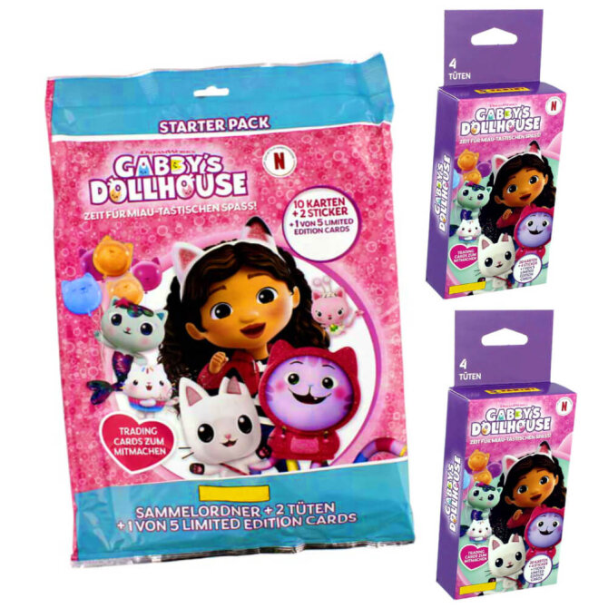 Gabby’s Dollhouse Karten - Trading Cards Sammelkarten - 1 Starter + 2 Blister