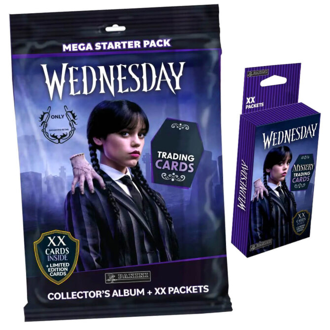 Wednesday Karten - Mystery Trading Cards Sammelkarten - 1 Starter + 1 Blister