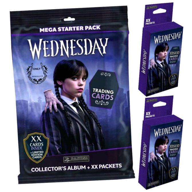 Wednesday Karten - Mystery Trading Cards Sammelkarten - 1 Starter + 2 Blister