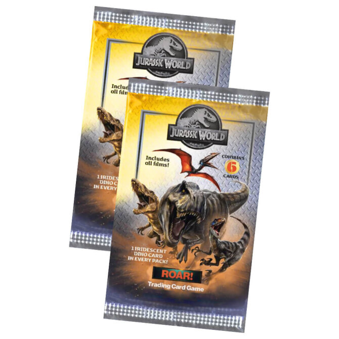 Jurassic World Karten - ROAR! Trading Cards Sammelkarten - 2 Booster