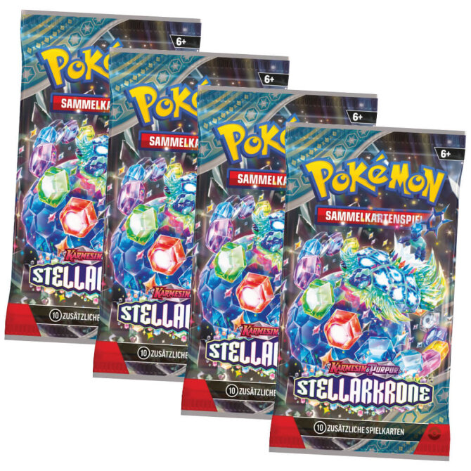 Pokemon Karten Karmesin & Purpur - Stellarkrone Trading Cards - 4 Booster