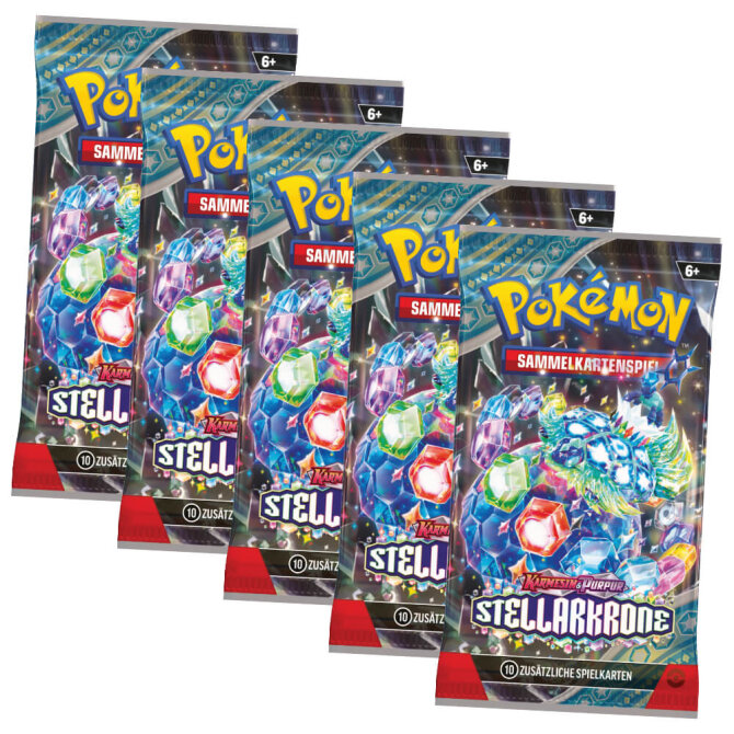 Pokemon Karten Karmesin & Purpur - Stellarkrone Trading Cards - 5 Booster