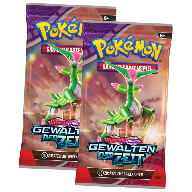 Pokemon Karten Karmesin & Purpur - Gewalten der Zeit Trading Cards - 2 Booster
