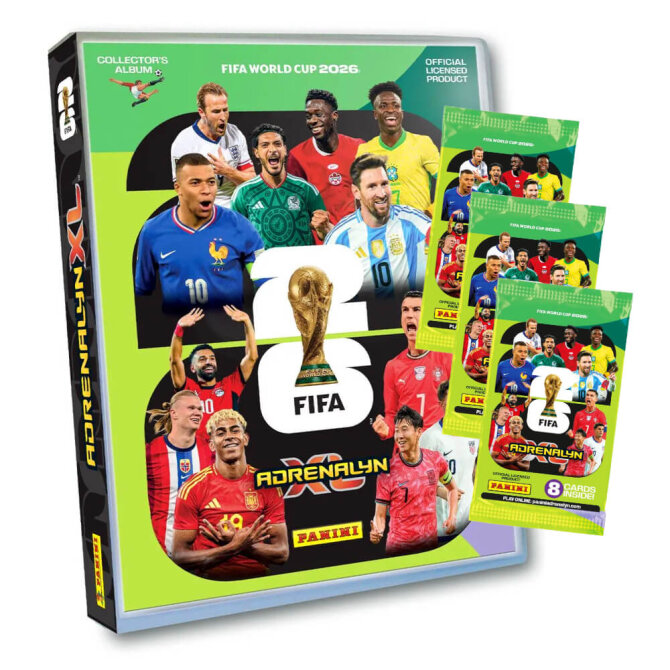 Fifa World Cup 2026 Adrenalyn XL - WM Trading Cards Sammelkarten - 1 Mappe + 3 Booster