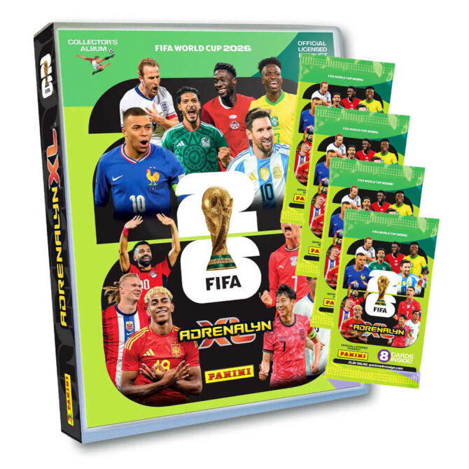 Fifa World Cup 2026 Adrenalyn XL - WM Trading Cards Sammelkarten - 1 Mappe + 4 Booster
