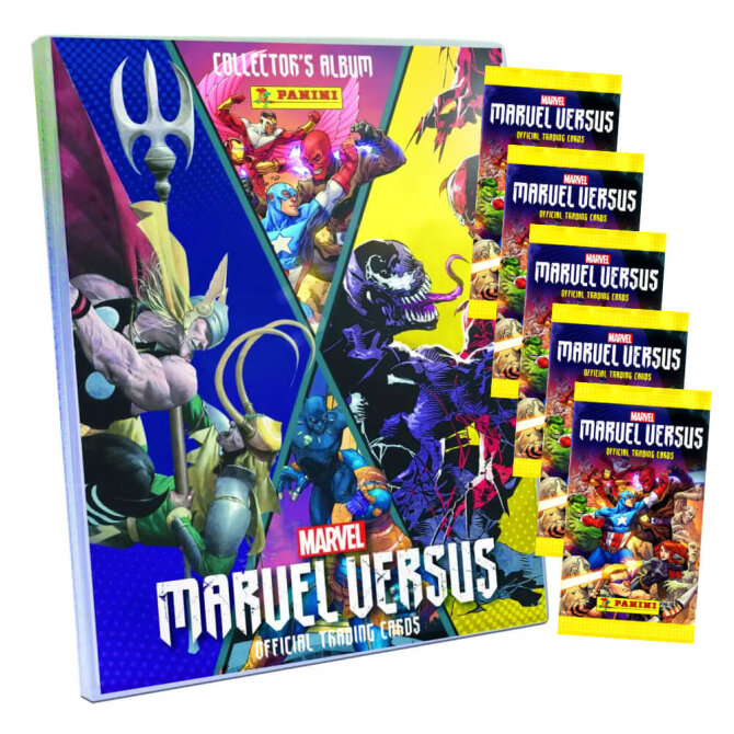 Marvel Versus Karten - Trading Cards (2022) - 1 Sammelmappe + 5 Booster
