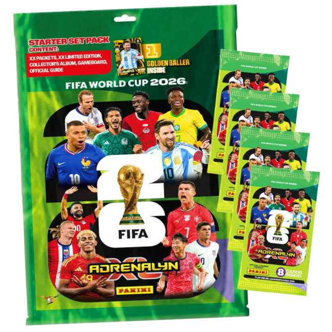 Fifa World Cup 2026 Adrenalyn XL - WM Trading Cards Sammelkarten - 1 Starter + 4 Booster