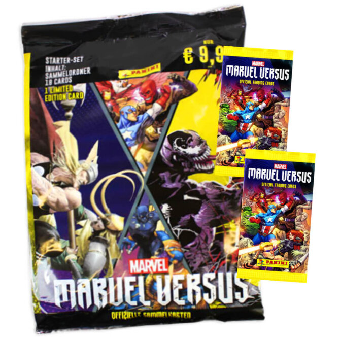 Marvel Versus Karten - Trading Cards (2022) - 1 Starter + 2 Booster Sammelkarten