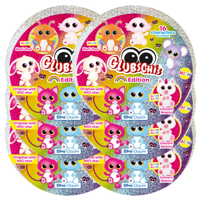 Blue Ocean Glubschis Sammelfiguren Rainbow Serie 6 - Glubschi Glitzer Figur - 6 Tüten