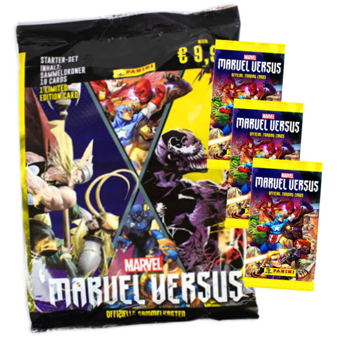 Marvel Versus Karten - Trading Cards (2022) - 1 Starter + 3 Booster Sammelkarten