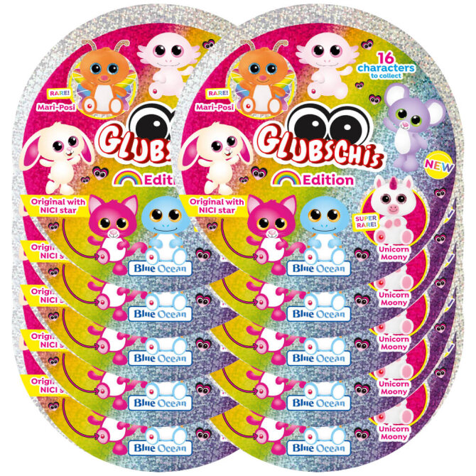 Blue Ocean Glubschis Sammelfiguren Rainbow Serie 6 - Glubschi Glitzer Figur - 10 Tüten