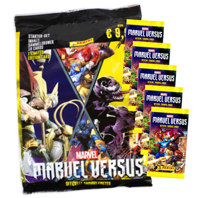 Marvel Versus Karten - Trading Cards (2022) - 1 Starter + 5 Booster Sammelkarten