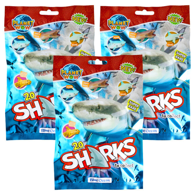 Blue Ocean Sharks Sammelfiguren 2026 - Planet Wow Hai Figur - 3 Tüten