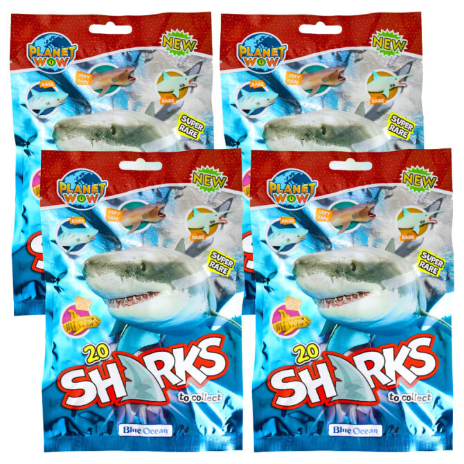 Blue Ocean Sharks Sammelfiguren 2026 - Planet Wow Hai Figur - 4 Tüten
