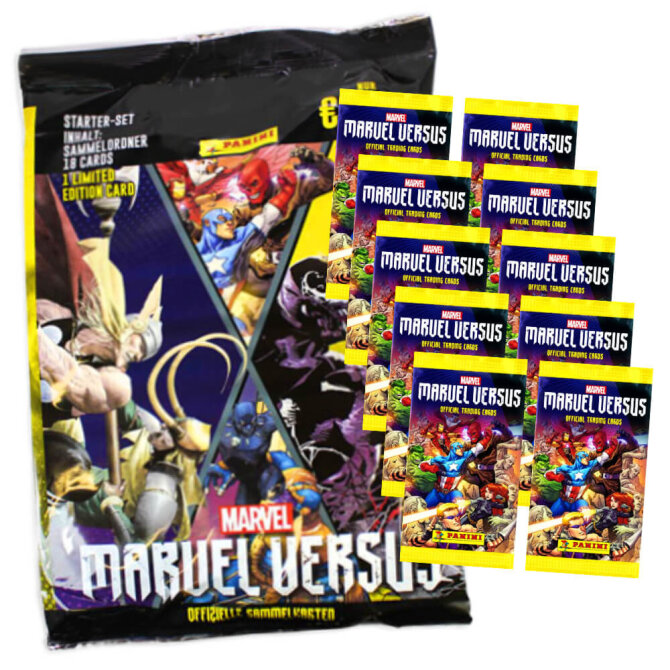Marvel Versus Karten - Trading Cards (2022) - 1 Starter + 10 Booster Sammelkarten