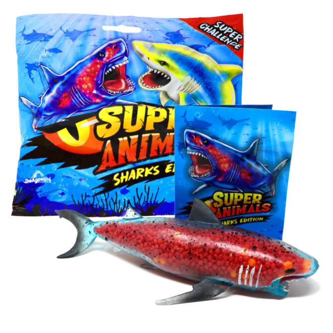 DeAgostini Super Animals - Sharks Edition - Sammelfigur Hai - Figur 8. Megalodon (Super selten XXL - Stretchy)