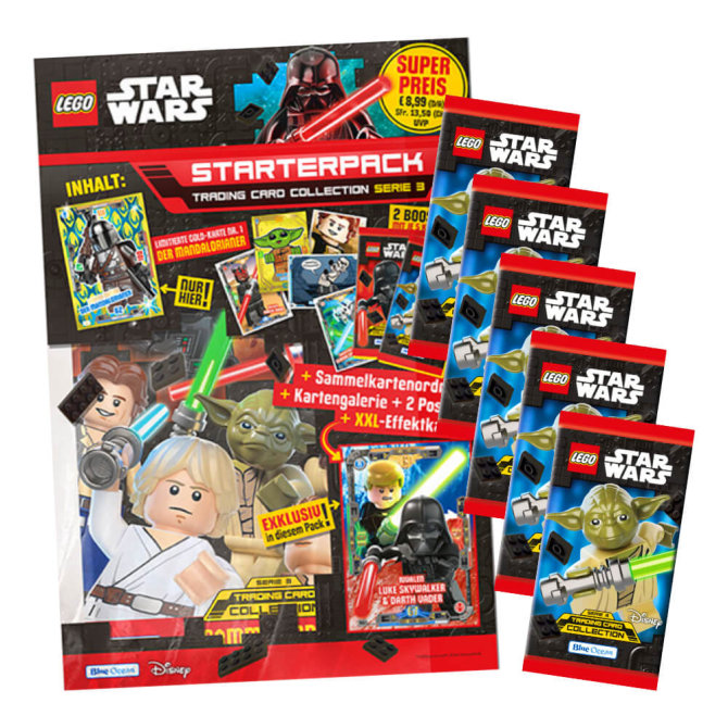 Lego Star Wars Serie 3 Trading Cards (2022) Sammelkarten - 1 Starter + 5 Booster Karten