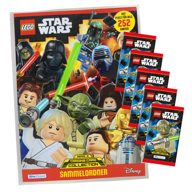 Lego Star Wars Serie 3 Trading Cards (2022) Sammelkarten - 1 Sammelmappe + 5 Booster Karten