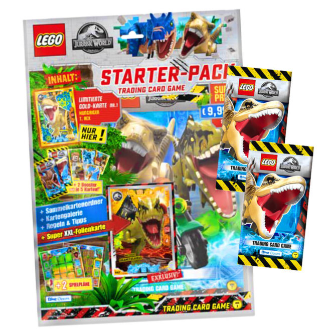 Lego Jurassic World 2 Karten - Sammelkarten Trading Cards (2022) - 1 Starter + 2 Booster