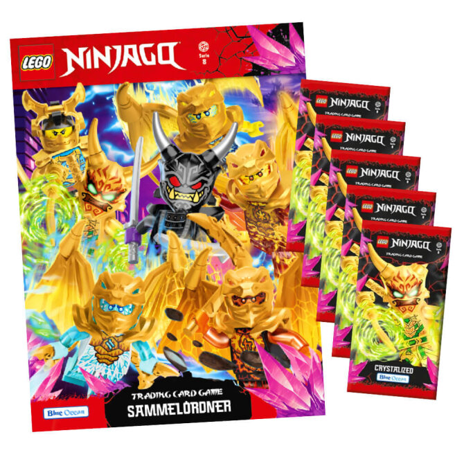 Lego Ninjago Karten Trading Cards Serie 8 - CRYSTALIZED (2023) - 1 Sammelmappe + 5 Booster Sammelkarten