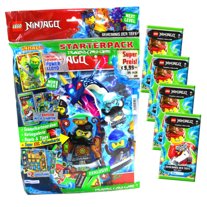 Lego Ninjago Karten Trading Cards Serie 7 - Geheimnis der Tiefe Next Level (2022) - 1 Starter + 4 Booster